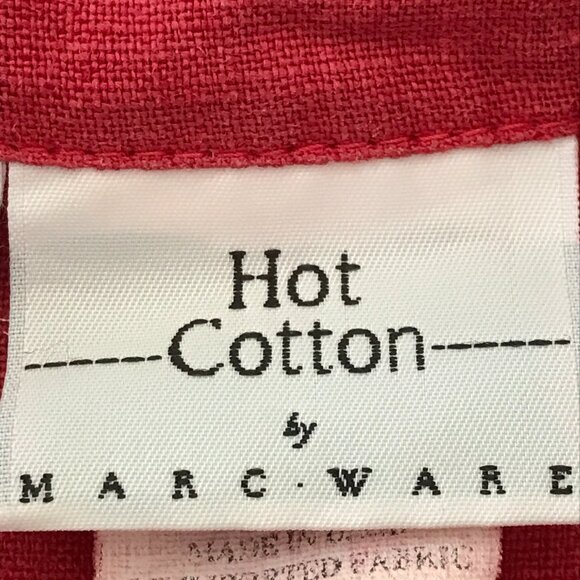 Hot Cotton Marc Ware 100% Linen Top Women L Red Button Up Short Sleeve Collared - Picture 3 of 11